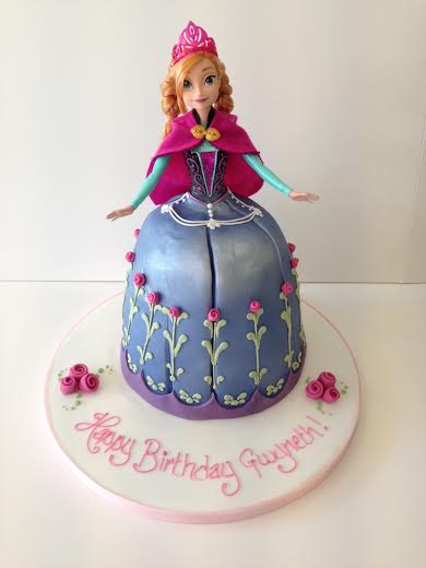 Anna from frozen doll cake