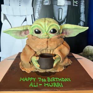Baby Yoda Grogu 7th birthday cake