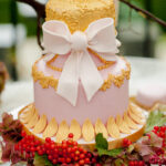 Ornate gold wedding cake