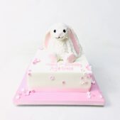 Bunny themed 1st birthday cake