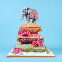 Indian elephant cushion henna wedding cake