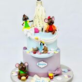 Cindarella and mice themed birthday cake image