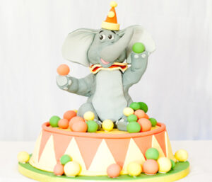 Circus elephant birthday cake