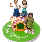 Encanto Birthday Cake with sugar model characters