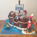 Finished Jake and the Neverland Pirates ship birthday cake