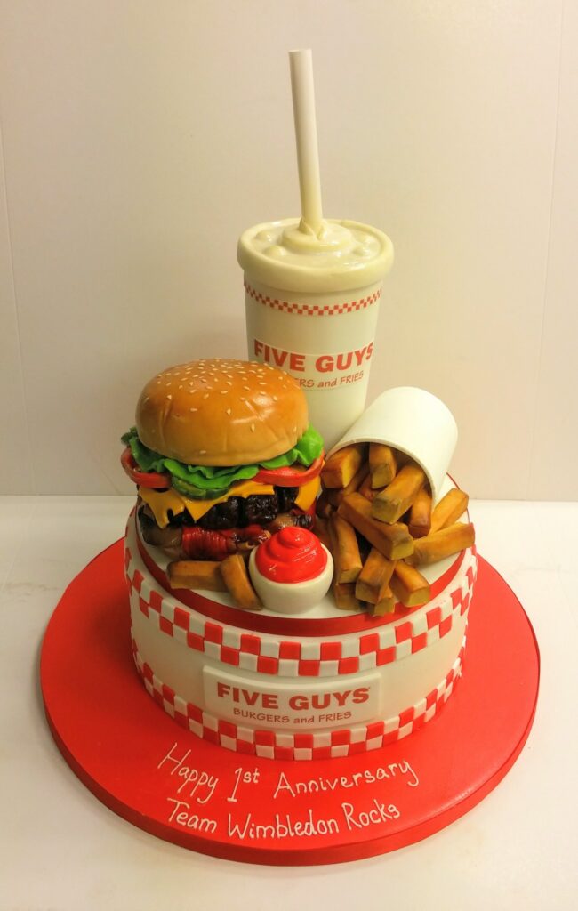 Five Guys burger corporate anniversary cake