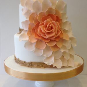 Flower flowing wedding cake
