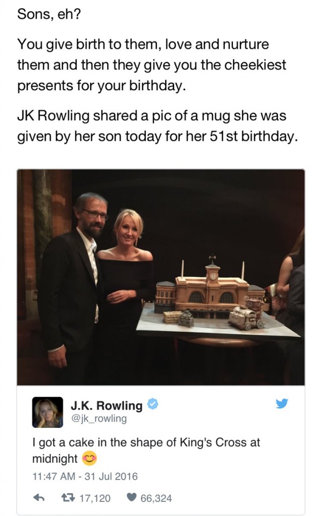 JK Rowling Birthday Cake