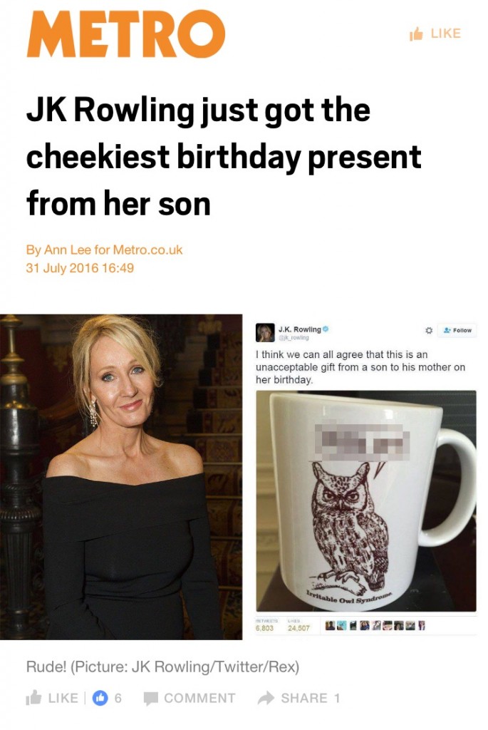 JK Rowling Birthday Cake