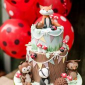 Woodland creatures party cake