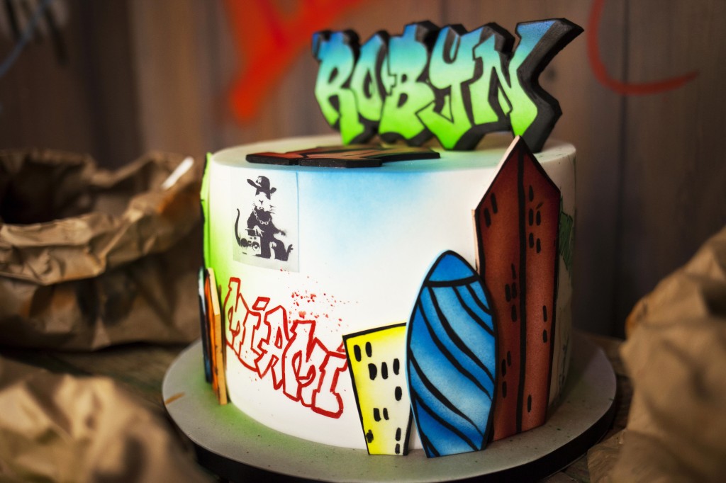 Graffiti birthday cake