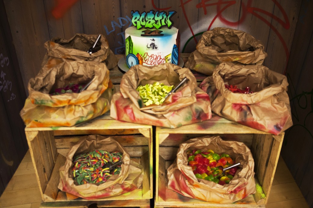 Graffiti themed dessert table