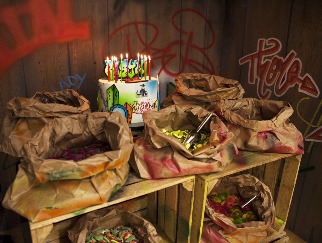 Dessert table graffiti birthday party