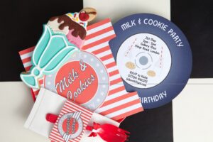 Beautiful Les Enfants designed invites and a sundae cookie