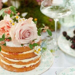 Maria de Faci multi tier naked wedding cake