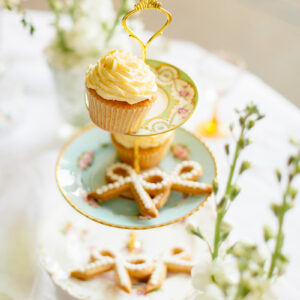 Vintage Style Afternoon Tea Stand With Large Buttercream Cupcake