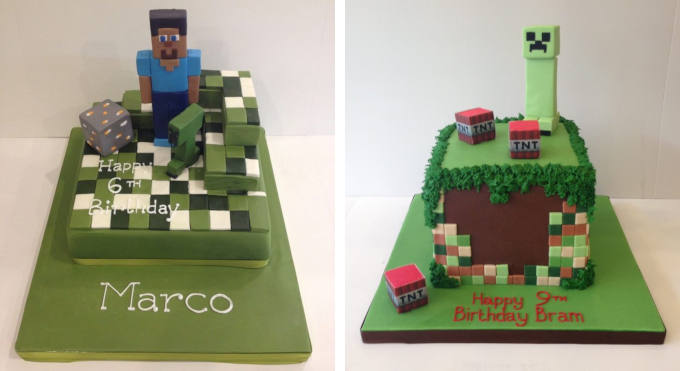 Minecraft birthday cakes image - Steve and Creeper Mob