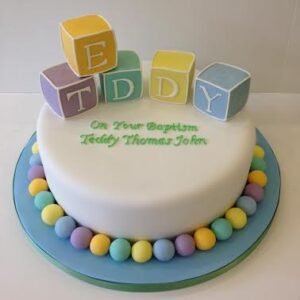 Pastel christening cake