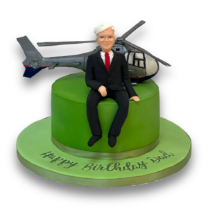 Sugar model helicopter and man cake