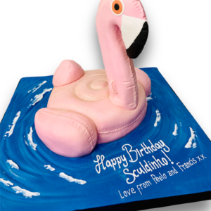 Inflatable flamingo cake