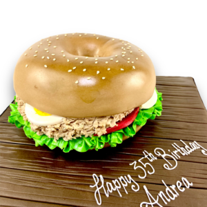 3D Bagel themed birthday cake