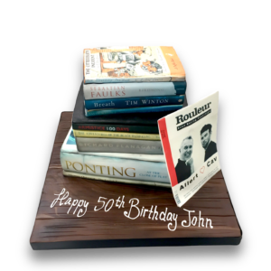 Pile of books cake