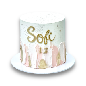 Buttercream pink white and gold