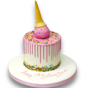 Pink drip buttercream cake