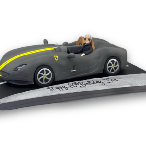 Ferrari with sugar model man cake