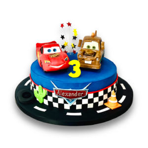 Lightning McQueen and Mater birthday cake