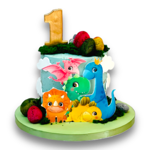 Edible print dinosaurs cake