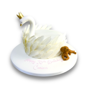Swan and dog cake
