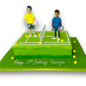 Tennis court themed cake