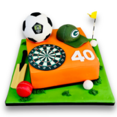 Sports themed birthday cake