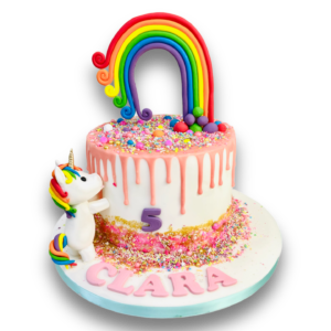 Candy unicorn birthday cake