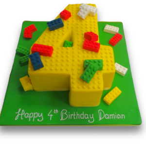 Number 4 Lego brick cake