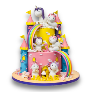 Unicorn castle cake