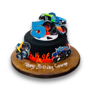 Monster trucks cake