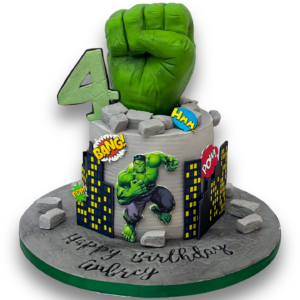 Hulk themed birthday cake