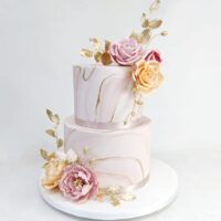 Pink and Gold marble cake