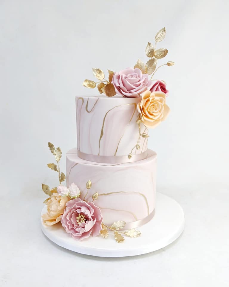 Pink and Gold marble cake