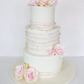 Pink rose wedding cake