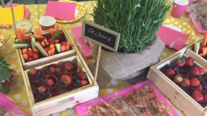 Little flower pots with yummy healthy food in for each child