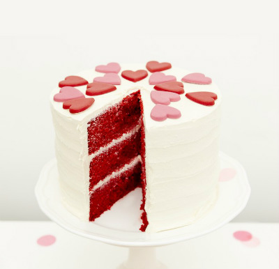 Multi tiered red velvet celebration cake