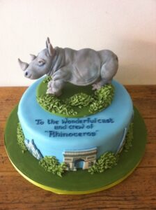 Realistic rhino birthday cake