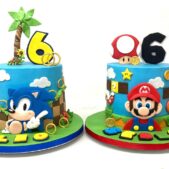 Sonic and Mario 6th birthday cakes