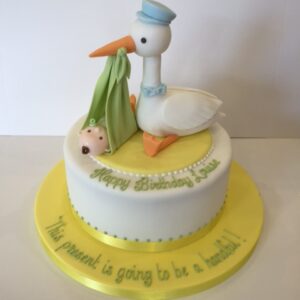 Stork baby shower cake