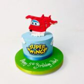 Super Wings themed 5th birthday cake