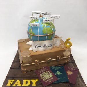 Travel theme cake