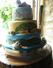 Walking themed wedding cake